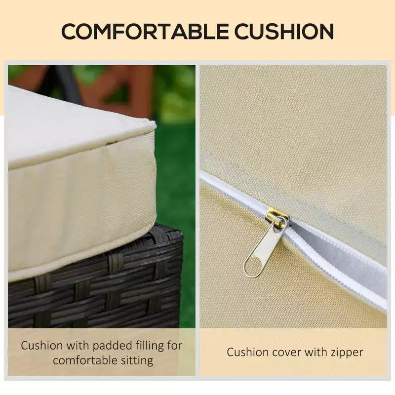 Wicker Chaise Lounge, 4 Position Adjustable Backrest and Cushions Outdoor Lounge Chair PE Rattan Sun Lounger for Poolside, Balcony or Garden