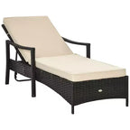 Wicker Chaise Lounge, 4 Position Adjustable Backrest and Cushions Outdoor Lounge Chair PE Rattan Sun Lounger for Poolside, Balcony or Garden