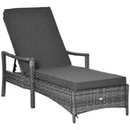 Wicker Chaise Lounge, 4 Position Adjustable Backrest and Cushions Outdoor Lounge Chair PE Rattan Sun Lounger for Poolside, Balcony or Garden