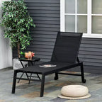 Outdoor Chaise Lounge with Wheels, Five Position Recliner for Sunbathing, Suntanning, Steel Frame, Breathable Fabric for Beach, Patio