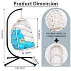 Okak Outdoor Egg Chair with Stand, Hanging Chair with Wicker Seat, Porch Chairs with Cushions for Backyard, Garden, Patio