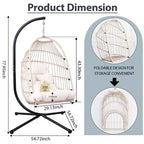 Okak Outdoor Egg Chair with Stand, Hanging Chair with Wicker Seat, Porch Chairs with Cushions for Backyard, Garden, Patio