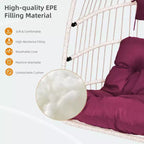 Okak Outdoor Egg Chair with Stand, Hanging Chair with Wicker Seat, Porch Chairs with Cushions for Backyard, Garden, Patio