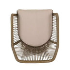 Okak Lawn Chairs with Woven Backrest and Cushions, Outdoor Chair with Fixed Armrests, Patio Chair for Deck, Backyard, Garden, Brown+Beige