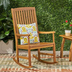 Okak Acacia Wood Outdoor Rocking Chairs with 250lbs Support, Porch Chairs with High Back and Fixed Arms, Outside Chairs for Deck, Lawn, Teak