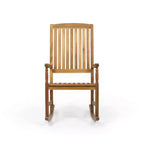Okak Acacia Wood Outdoor Rocking Chairs with 250lbs Support, Porch Chairs with High Back and Fixed Arms, Outside Chairs for Deck, Lawn, Teak