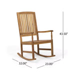 Okak Acacia Wood Outdoor Rocking Chairs with 250lbs Support, Porch Chairs with High Back and Fixed Arms, Outside Chairs for Deck, Lawn, Teak