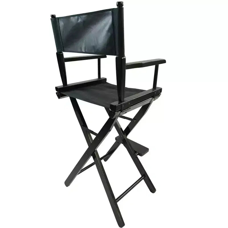 Casual Home Director's Chair, Black Frame/Black Canvas,Suitable for adults, foldable style, 2pcs/set populus