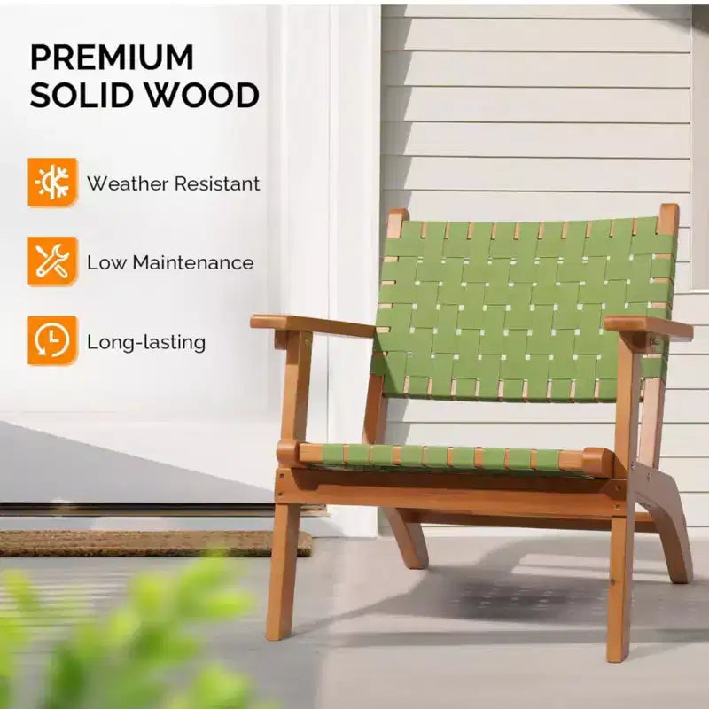 Karl Home | Mid-century Patio Accent Chair with Hand Woven Back & Seat