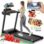 300LBS Capacity Folding Treadmill w/ Incline for Home, 3.75HP Portable Treadmill, 64+3+3+1 Program, Walking Running Exercise Machine