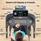 300LBS Capacity Folding Treadmill w/ Incline for Home, 3.75HP Portable Treadmill, 64+3+3+1 Program, Walking Running Exercise Machine