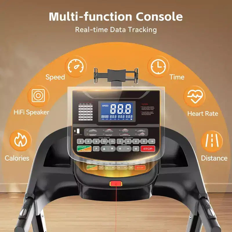 400 lbs Capacity Treadmill for Home with 20% Incline, 5.0 HP Folding Treadmill for Exercising, 0.612 MPH, APP Control, Shock Absorption,Knee Support