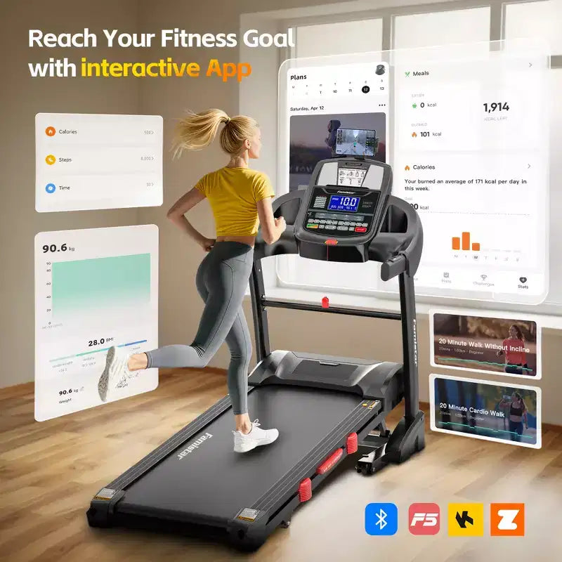 400 lbs Capacity Treadmill for Home with 20% Incline, 5.0 HP Folding Treadmill for Exercising, 0.612 MPH, APP Control, Shock Absorption,Knee Support