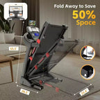 400 lbs Capacity Treadmill for Home with 20% Incline, 5.0 HP Folding Treadmill for Exercising, 0.612 MPH, APP Control, Shock Absorption,Knee Support