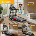 400 lbs Capacity Treadmill for Home with 20% Incline, 5.0 HP Folding Treadmill for Exercising, 0.612 MPH, APP Control, Shock Absorption,Knee Support