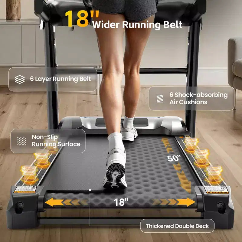 400 lbs Capacity Treadmill for Home with 20% Incline, 5.0 HP Folding Treadmill for Exercising, 0.612 MPH, APP Control, Shock Absorption,Knee Support