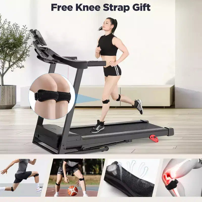 300LBS Capacity Folding Treadmill w/ Incline for Home, 3.75HP Portable Treadmill, 71 Program, Shock Absorption Belt,Walking Running Exercise Machine