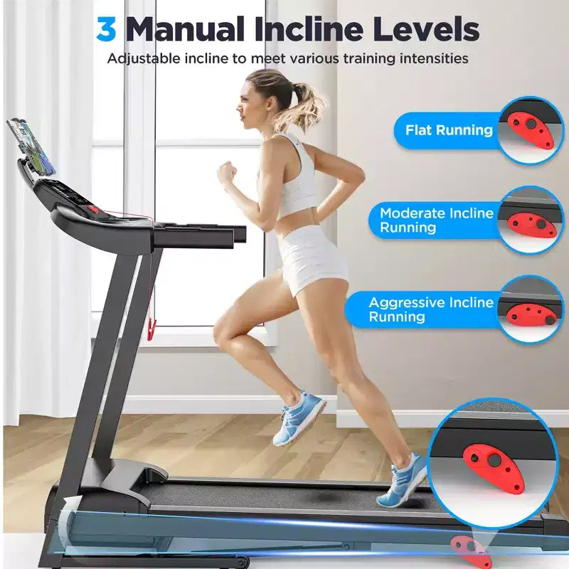 300LBS Capacity Folding Treadmill w/ Incline for Home, 3.75HP Portable Treadmill, 71 Program, Shock Absorption Belt,Walking Running Exercise Machine