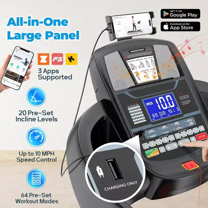 Treadmill Clearance,Treadmill on Sale,4.5HP Foldable Treadmill with 20 Levels Auto Incline, Portable Treadmill for Home Use,71 Programs