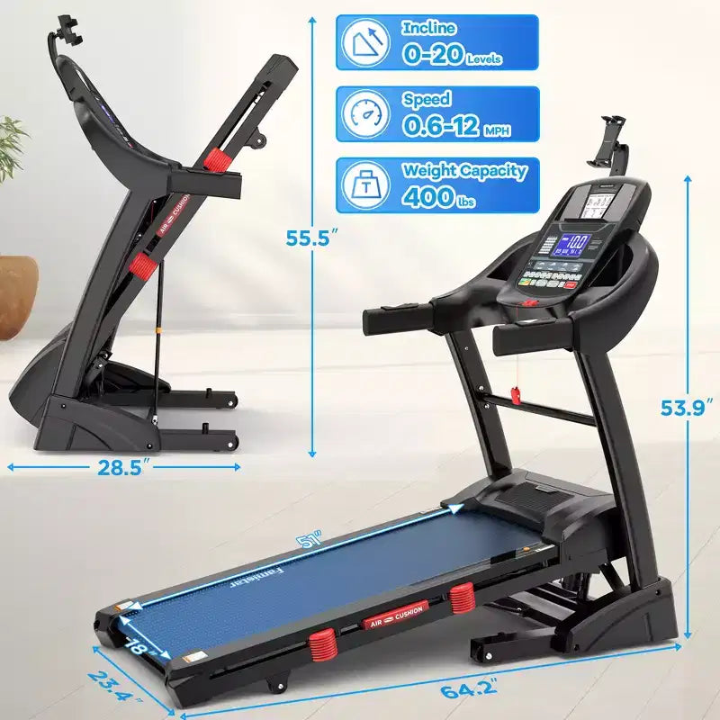 Treadmill Clearance,Treadmill on Sale,4.5HP Foldable Treadmill with 20 Levels Auto Incline, Portable Treadmill for Home Use,71 Programs
