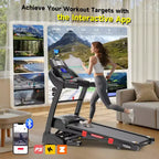 Folding Treadmill 400lb Capacity, 5.0HP Treadmill with 20% Incline for Home, 18'' Wide and Thickened Deck, 0.6-12MPH