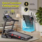 Folding Treadmill 400lb Capacity, 5.0HP Treadmill with 20% Incline for Home, 18'' Wide and Thickened Deck, 0.6-12MPH