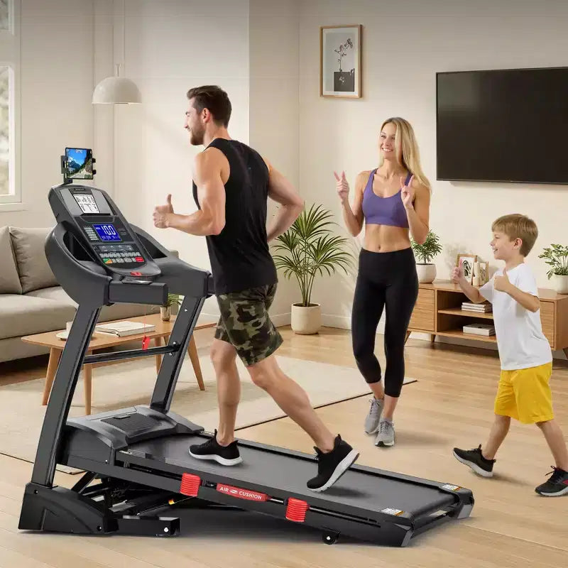 Folding Treadmill 400lb Capacity, 5.0HP Treadmill with 20% Incline for Home, 18'' Wide and Thickened Deck, 0.6-12MPH
