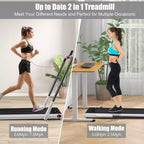 Gymax 2-in-1 Under Desk Running Machine Electric Treadmill & Powerful Motor Flexible Transportation Wheels Mobile Phone Bracket Silver/Black/White
