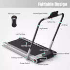 Gymax 2-in-1 Under Desk Running Machine Electric Treadmill & Powerful Motor Flexible Transportation Wheels Mobile Phone Bracket Silver/Black/White