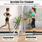 Gymax 2-in-1 Under Desk Running Machine Electric Treadmill & Powerful Motor Flexible Transportation Wheels Mobile Phone Bracket Silver/Black/White
