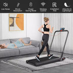 Gymax 2-in-1 Under Desk Running Machine Electric Treadmill & Powerful Motor Flexible Transportation Wheels Mobile Phone Bracket Silver/Black/White