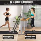 Gymax 2-in-1 Under Desk Running Machine Electric Treadmill & Powerful Motor Flexible Transportation Wheels Mobile Phone Bracket Silver/Black/White
