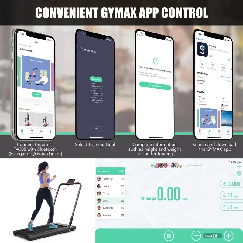 Gymax 2-in-1 Under Desk Running Machine Electric Treadmill & Powerful Motor Flexible Transportation Wheels Mobile Phone Bracket Silver/Black/White