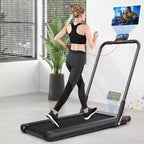 Gymax 2-in-1 Under Desk Running Machine Electric Treadmill & Powerful Motor Flexible Transportation Wheels Mobile Phone Bracket Silver/Black/White