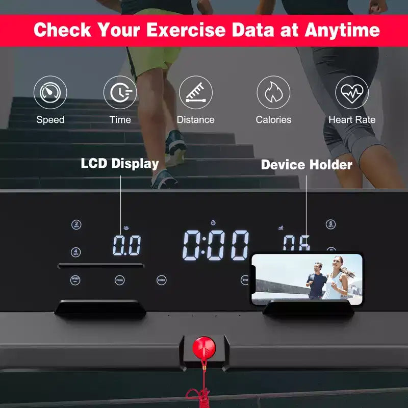 Gymax Folding Treadmill Electric Walking Running Machine with 3.75HP Powerful Motor Electric Under Desk Treadmill with Bluetooth Speaker LCD Monitor