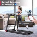 Gymax Folding Treadmill Electric Walking Running Machine with 3.75HP Powerful Motor Electric Under Desk Treadmill with Bluetooth Speaker LCD Monitor