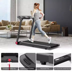 Gymax Folding Treadmill Electric Walking Running Machine with 3.75HP Powerful Motor Electric Under Desk Treadmill with Bluetooth Speaker LCD Monitor