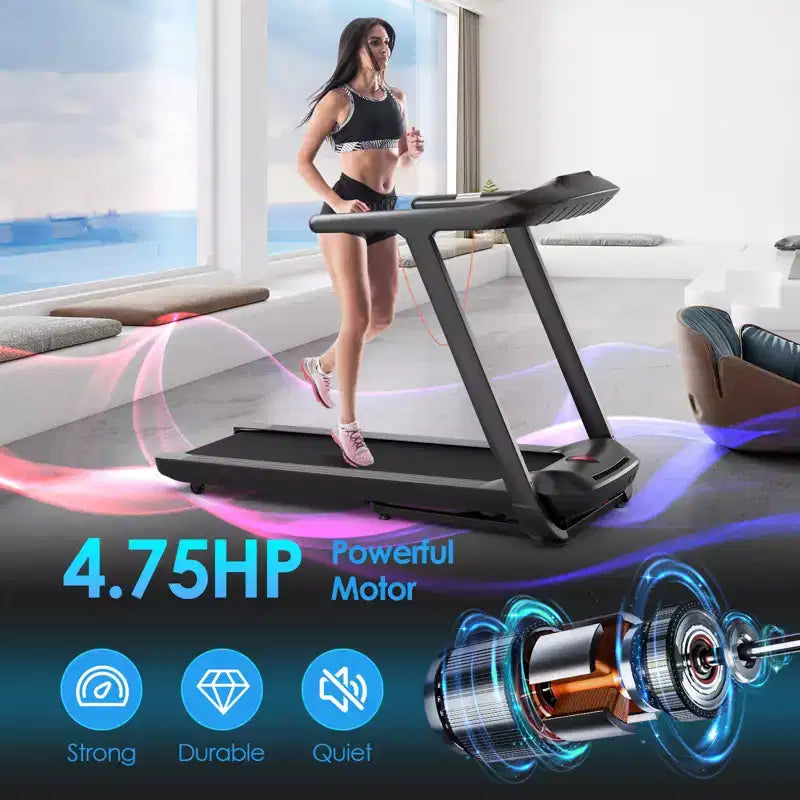 Gymax Folding Treadmill 4.75HP Treadmill w/ 20 Preset Programs LED Touch Screen & Remote Control Walking Jogging Running Machine