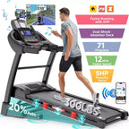 Folding Treadmill w/ 20% Auto Incline, 320 lbs Capacity Treadmill, 5HP Brushless Motor,Smart APP Control, 12mph, Dual HiFi Speakers, Walking Running