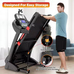 Folding Treadmill w/ 20% Auto Incline, 320 lbs Capacity Treadmill, 5HP Brushless Motor,Smart APP Control, 12mph, Dual HiFi Speakers, Walking Running