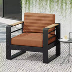 TUYOHW 15 Chic Patio Accent Chair Set of 1,Luxury Outdoor Conversation Aluminum Sofa Chair for Porch,Garden & Backyard,Upholstered Club Chair
