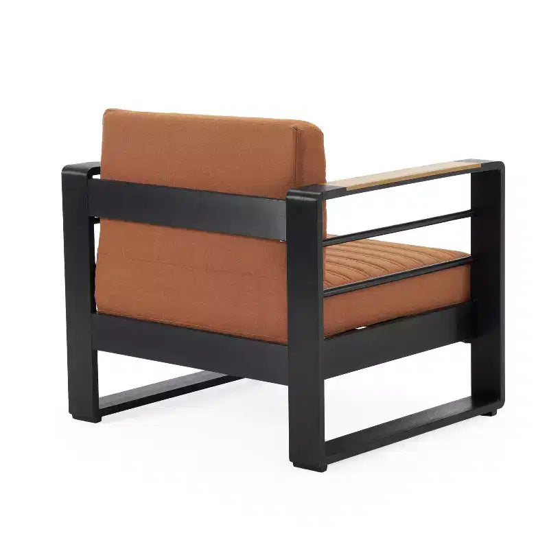 TUYOHW 15 Chic Patio Accent Chair Set of 1,Luxury Outdoor Conversation Aluminum Sofa Chair for Porch,Garden & Backyard,Upholstered Club Chair