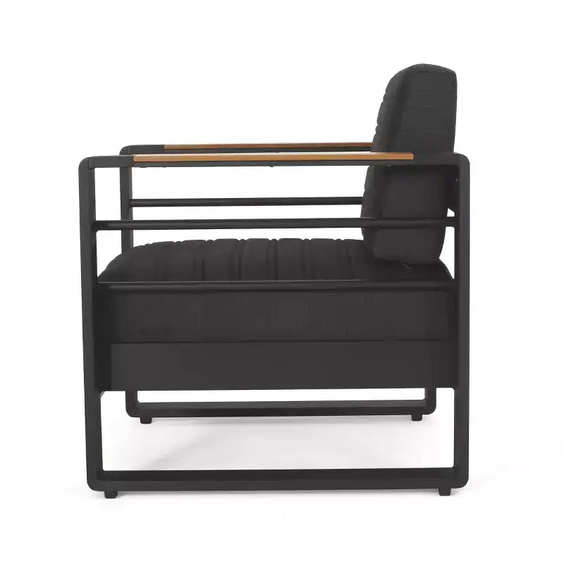 TUYOHW 15 Chic Patio Accent Chair Set of 1,Luxury Outdoor Conversation Aluminum Sofa Chair for Porch,Garden & Backyard,Upholstered Club Chair