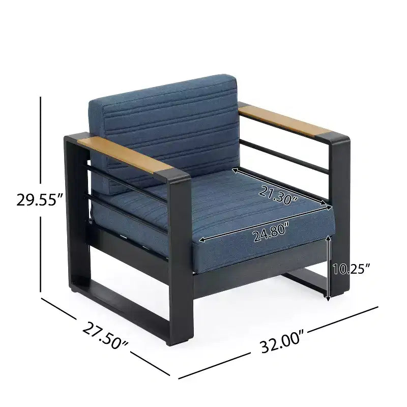 TUYOHW 15 Chic Patio Accent Chair Set of 1,Luxury Outdoor Conversation Aluminum Sofa Chair for Porch,Garden & Backyard,Upholstered Club Chair