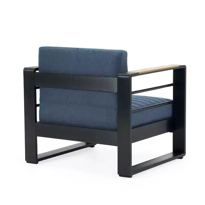 TUYOHW 15 Chic Patio Accent Chair Set of 1,Luxury Outdoor Conversation Aluminum Sofa Chair for Porch,Garden & Backyard,Upholstered Club Chair