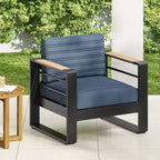 TUYOHW 15 Chic Patio Accent Chair Set of 1,Luxury Outdoor Conversation Aluminum Sofa Chair for Porch,Garden & Backyard,Upholstered Club Chair