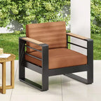 TUYOHW 15 Chic Patio Accent Chair Set of 1,Luxury Outdoor Conversation Aluminum Sofa Chair for Porch,Garden & Backyard,Upholstered Club Chair