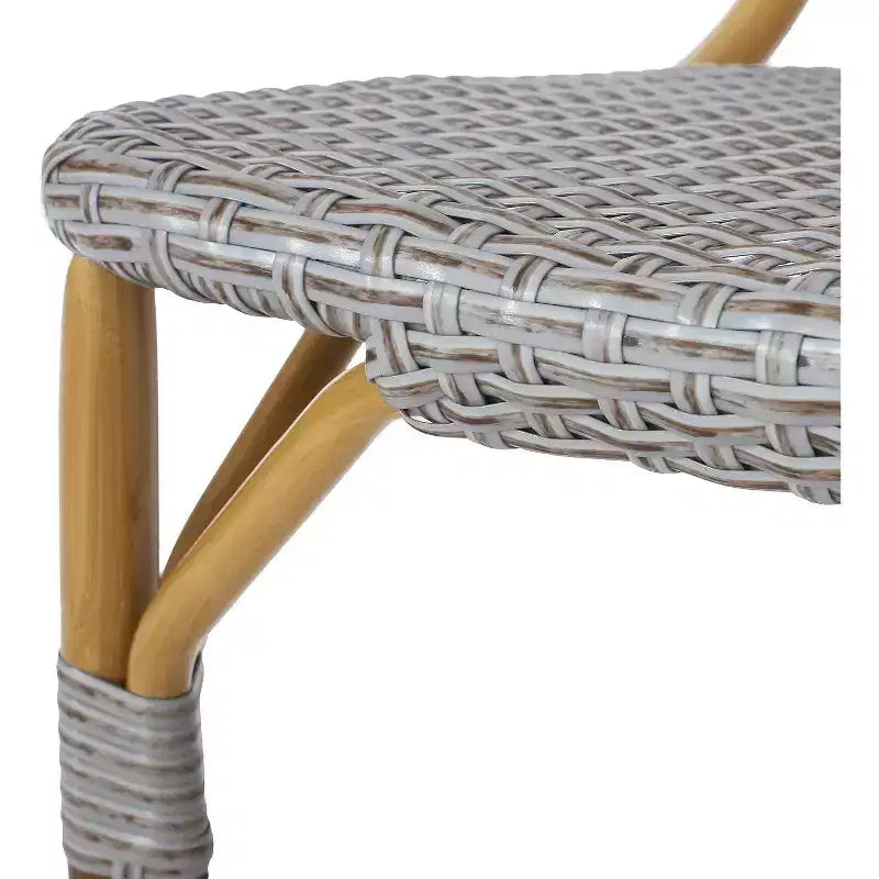 TUYOHW Outdoor French Bistro Chairs,Set of 2,18 Outdoor Accent Chairs with Aluminum Frame & Wood Finish,PE Rattan Patio Seating