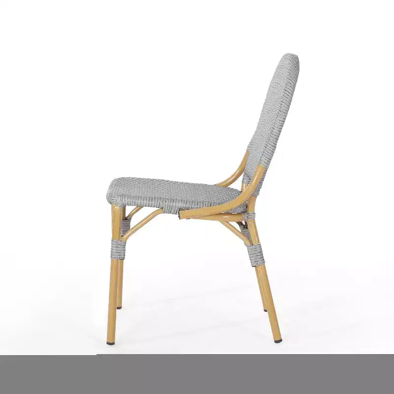 TUYOHW Outdoor French Bistro Chairs,Set of 2,18 Outdoor Accent Chairs with Aluminum Frame & Wood Finish,PE Rattan Patio Seating