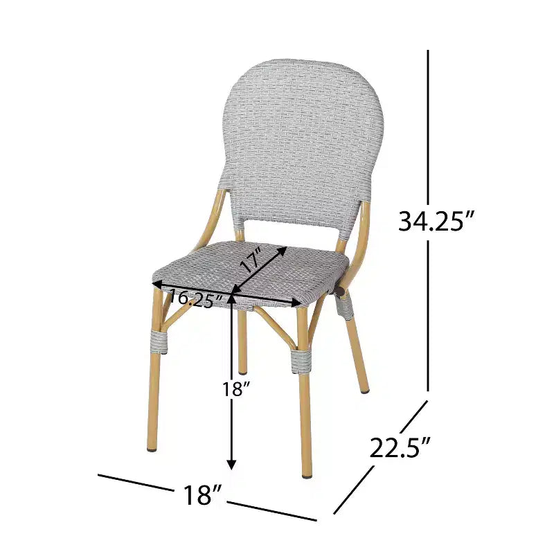 TUYOHW Outdoor French Bistro Chairs,Set of 2,18 Outdoor Accent Chairs with Aluminum Frame & Wood Finish,PE Rattan Patio Seating